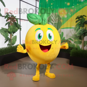 Lemon Yellow Tomato mascot costume character dressed with a Romper and Earrings