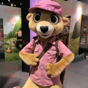 Pink Meerkat maskot kostume...