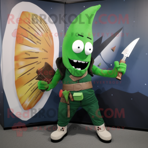 Grön Knife Thrower maskot...