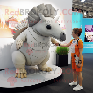 White Armadillo mascot costume character dressed with a Playsuit and Watches