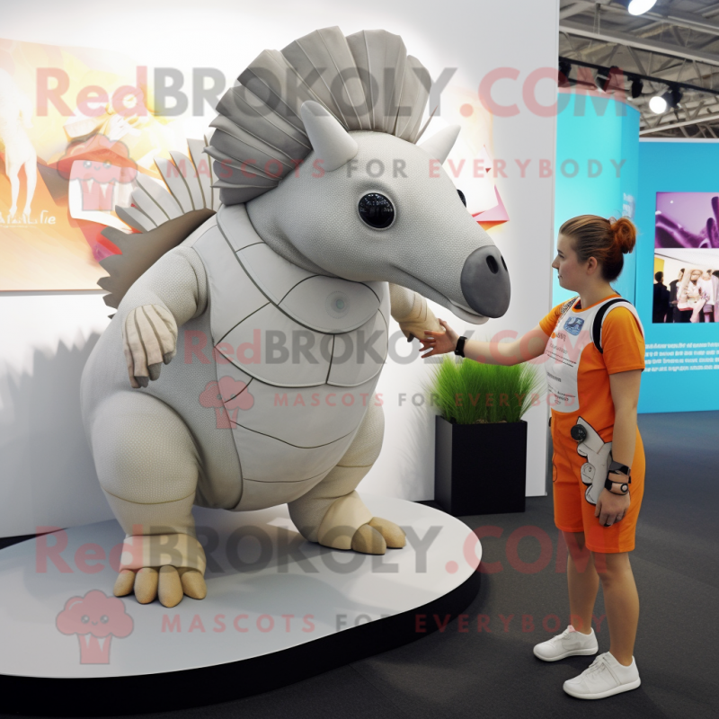 White Armadillo mascot costume character dressed with a Playsuit and Watches White Armadillo mascot costume character dressed with a Playsuit and Watches
