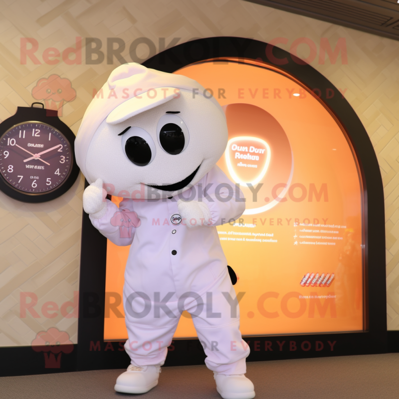 Cream Momentum mascot costume character dressed with a Jumpsuit and Watches Cream Momentum mascot costume character dressed with a Jumpsuit and Watches