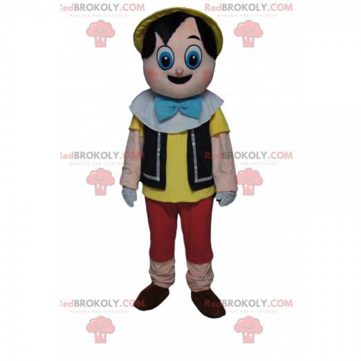 Mascotte de Pinocchio avec de grands yeux émerveillés -