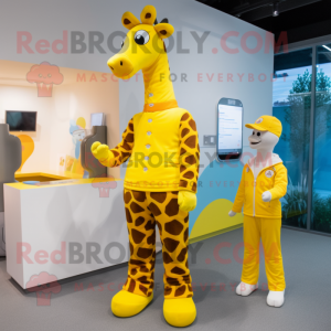 Geel Giraffe mascotte...