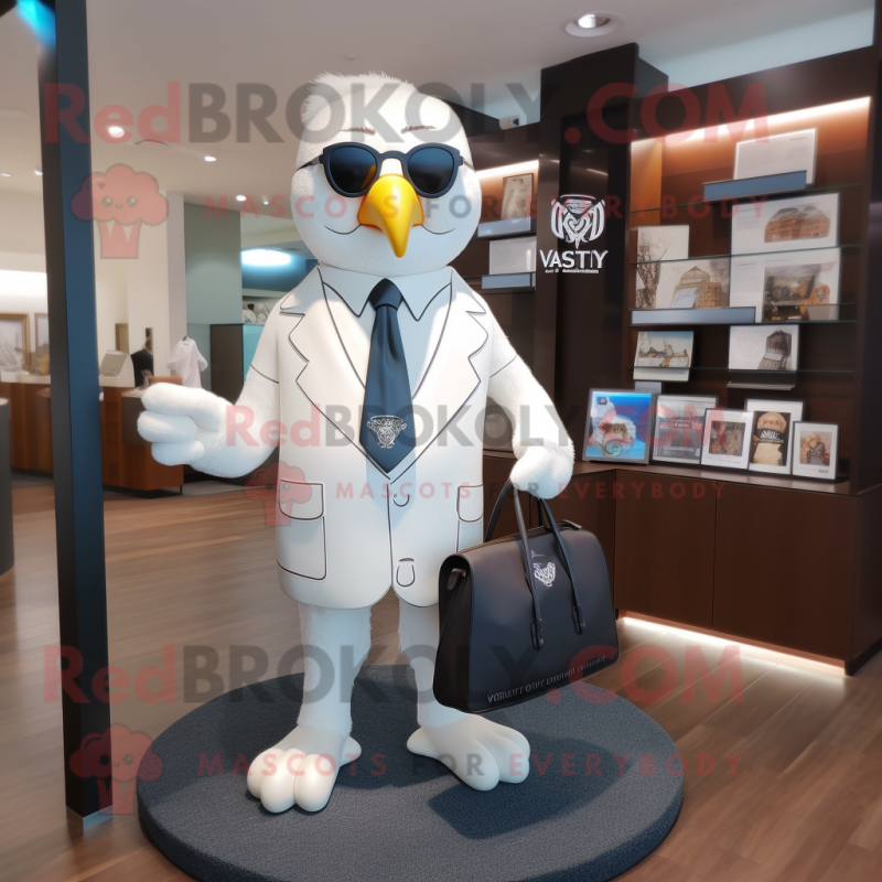 White Attorney mascot costume character dressed with a V-Neck Tee and Handbags