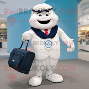 White Attorney mascot costume character dressed with a V-Neck Tee and Handbags