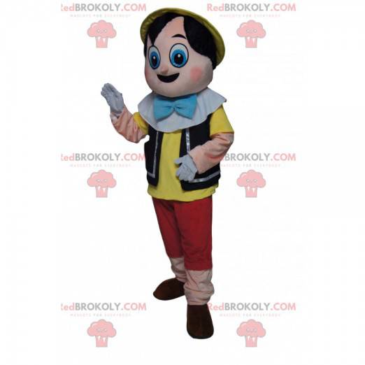 Pinocchio maskot med store forbløffede øjne - Redbrokoly.com