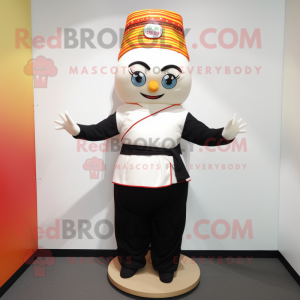 nan Sushi mascot costume character dressed with a Jeggings and Cummerbunds