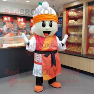 nan Sushi mascot costume character dressed with a Jeggings and Cummerbunds