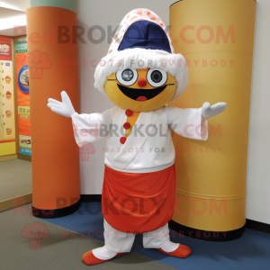 nan Sushi mascot costume character dressed with a Jeggings and Cummerbunds
