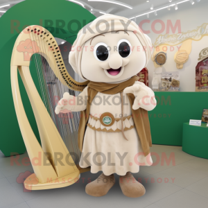 Beige Celtic Harp maskot...