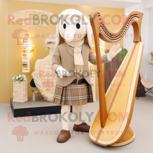 Beige Celtic Harpe maskot...