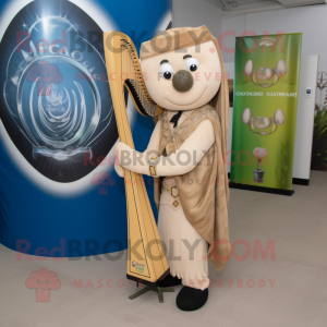 Beige Celtic Harp maskot...