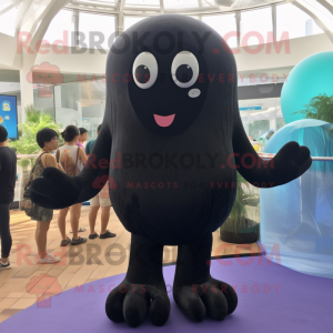 Black Jellyfish mascot costume character dressed with a One-Piece Swimsuit and Bracelets