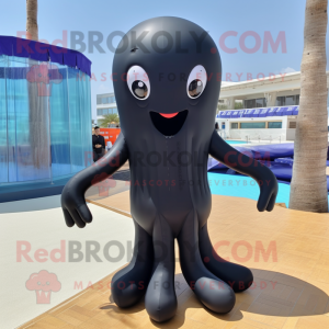 Black Jellyfish mascot costume character dressed with a One-Piece Swimsuit and Bracelets
