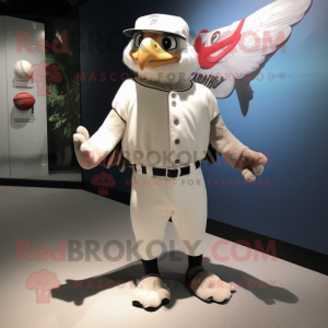 White Falcon mascot costume character dressed with a Baseball Tee and Shoe clips