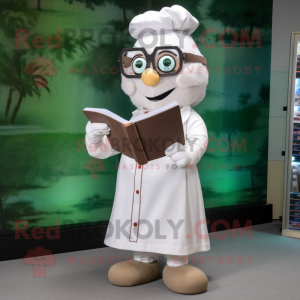 White Doctor mascot costume character dressed with a Dress and Reading glasses