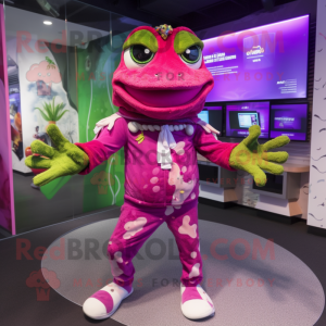 Magenta groda maskot kostym...