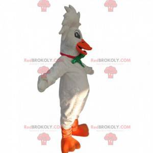White goose mascot with a pretty crest and a bow tie -