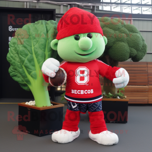Rød Broccoli maskot kostume...