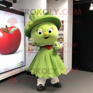 nan Apple mascot costume character dressed with a A-Line Skirt and Earrings