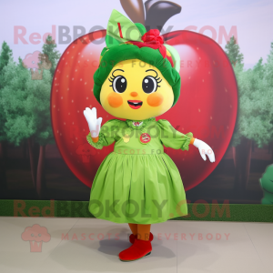 nan Apple mascot costume character dressed with a A-Line Skirt and Earrings