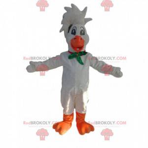 White goose mascot with a pretty crest and a bow tie -
