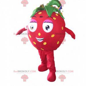 Strawberry mascot flirtatious with beautiful eyes -