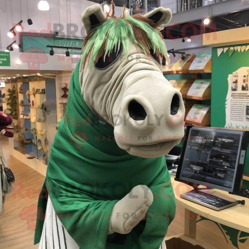 Forest Green Quagga mascot costume character dressed with a Mini Dress and Scarf clips Forest Green Quagga mascot costume character dressed with a Mini Dress and Scarf clips