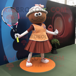 Rust Tennis Racket mascot costume character dressed with a Circle Skirt and Handbags
