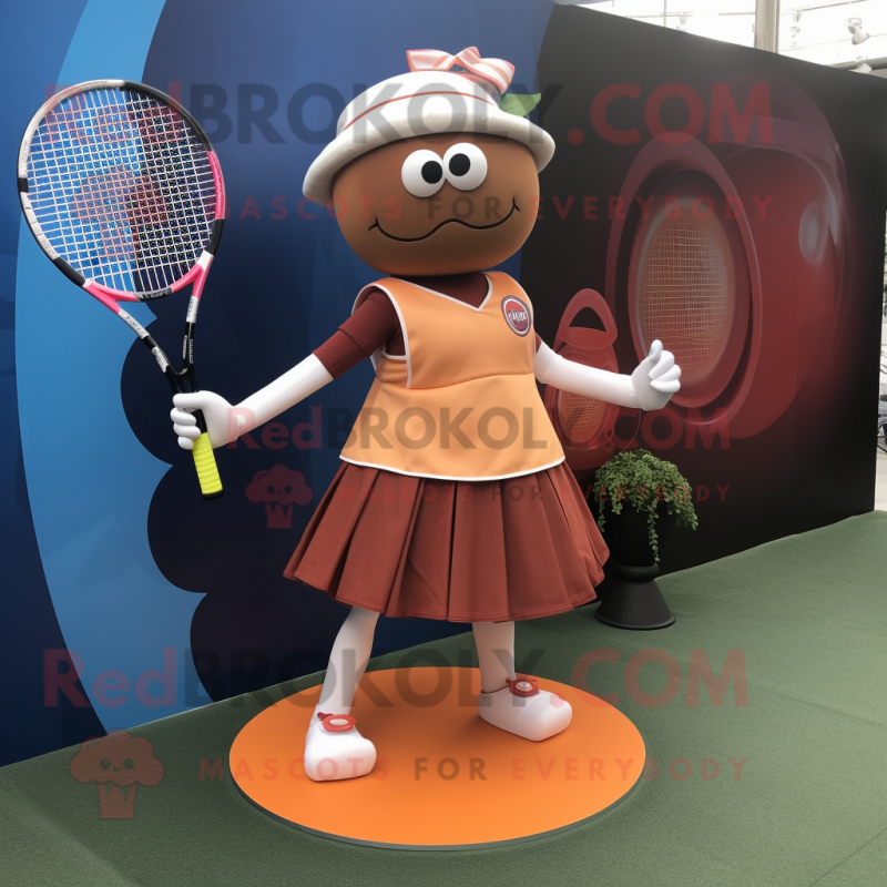 Rust Tennis Racket mascot costume character dressed with a Circle Skirt and Handbags Rust Tennis Racket mascot costume character dressed with a Circle Skirt and Handbags