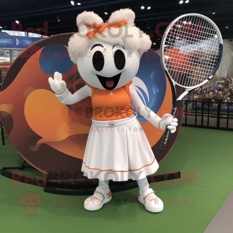 Rust Tennis Racket mascot costume character dressed with a Circle Skirt and Handbags Rust Tennis Racket mascot costume character dressed with a Circle Skirt and Handbags