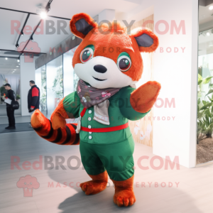Skogsgrön Röd Panda maskot...