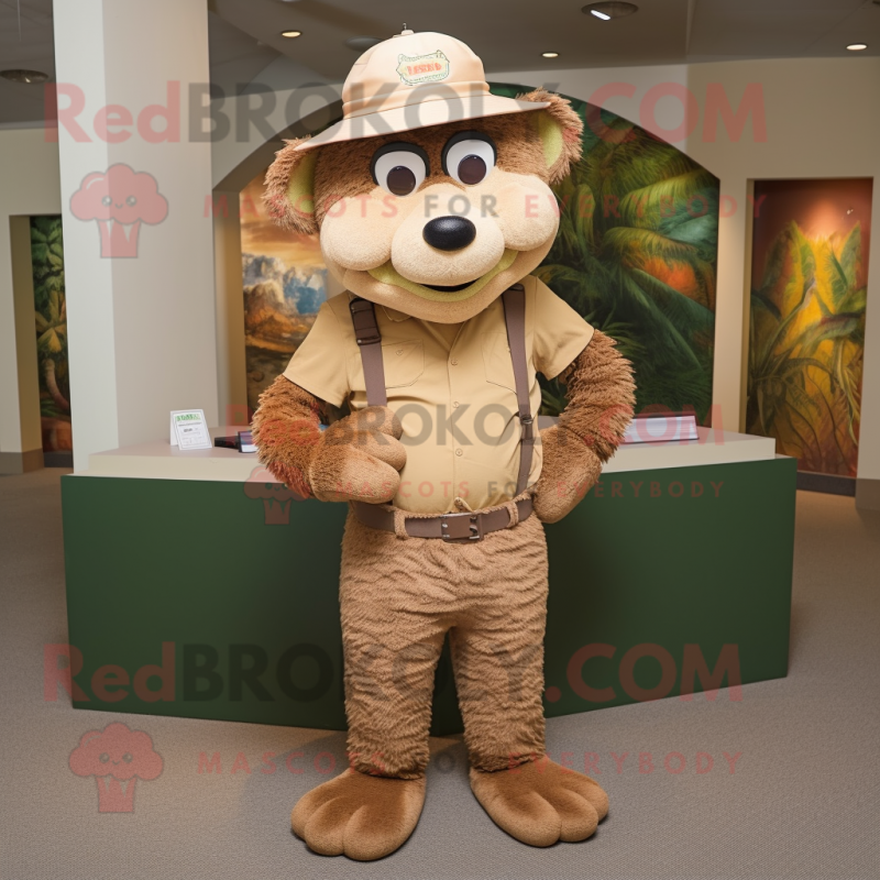 Tan Bracelet mascot costume character dressed with a Corduroy Pants and Headbands Tan Bracelet mascot costume character dressed with a Corduroy Pants and Headbands
