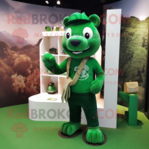 Forest Green Bracelet mascot costume character dressed with a Chinos and Wallets