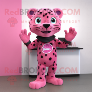 Pink Jaguar maskot kostume...