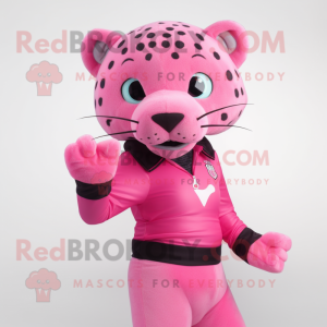 Rosa Jaguar maskot kostym...