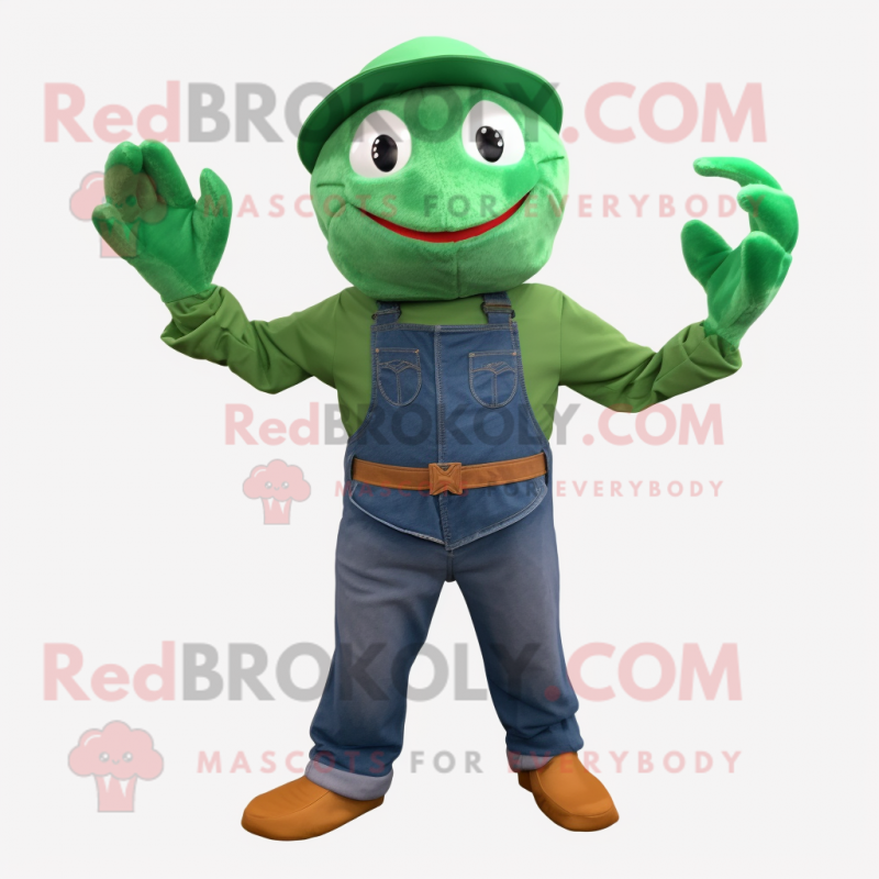 Forest Green Crab mascot costume character dressed with a Boyfriend Jeans and Gloves