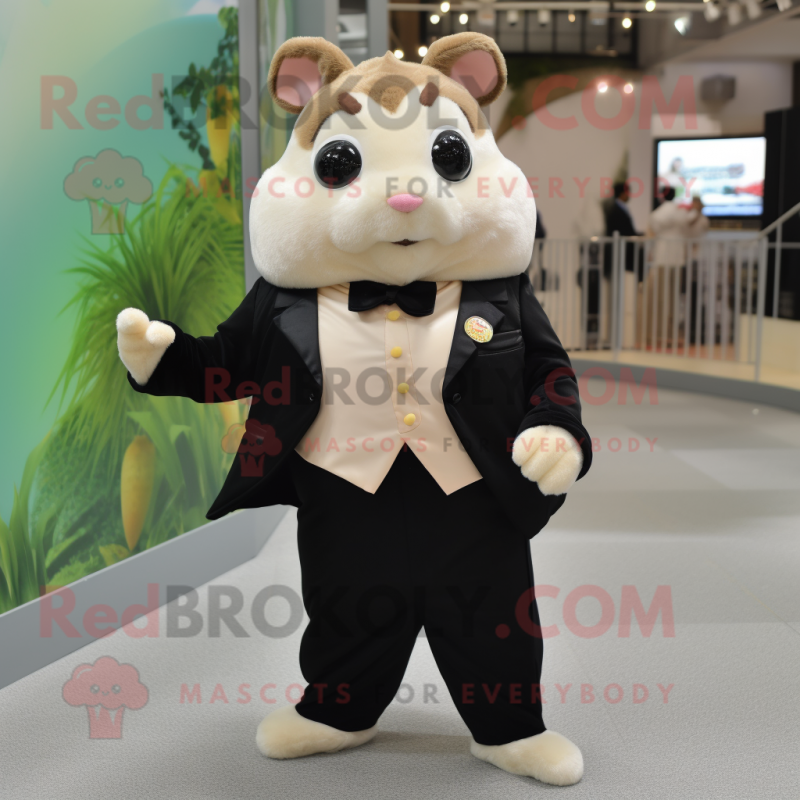 Tan Hamster mascot costume character dressed with a Tuxedo and Keychains