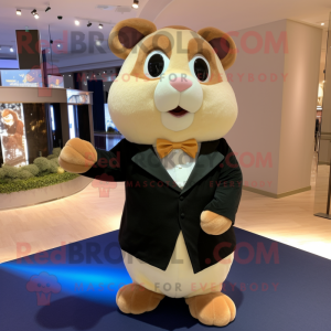 Tan Hamster mascot costume character dressed with a Tuxedo and Keychains