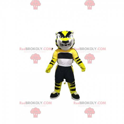 Mascotte de tigre très menaçant avec une tenue de sport -