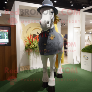 nan Horse mascot costume character dressed with a Jeggings and Lapel pins