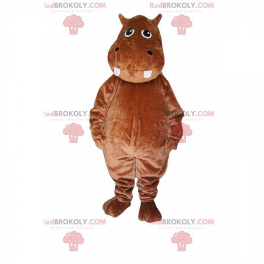 Hyppopotamus af brun maskot. Hyppo kostume - Redbrokoly.com