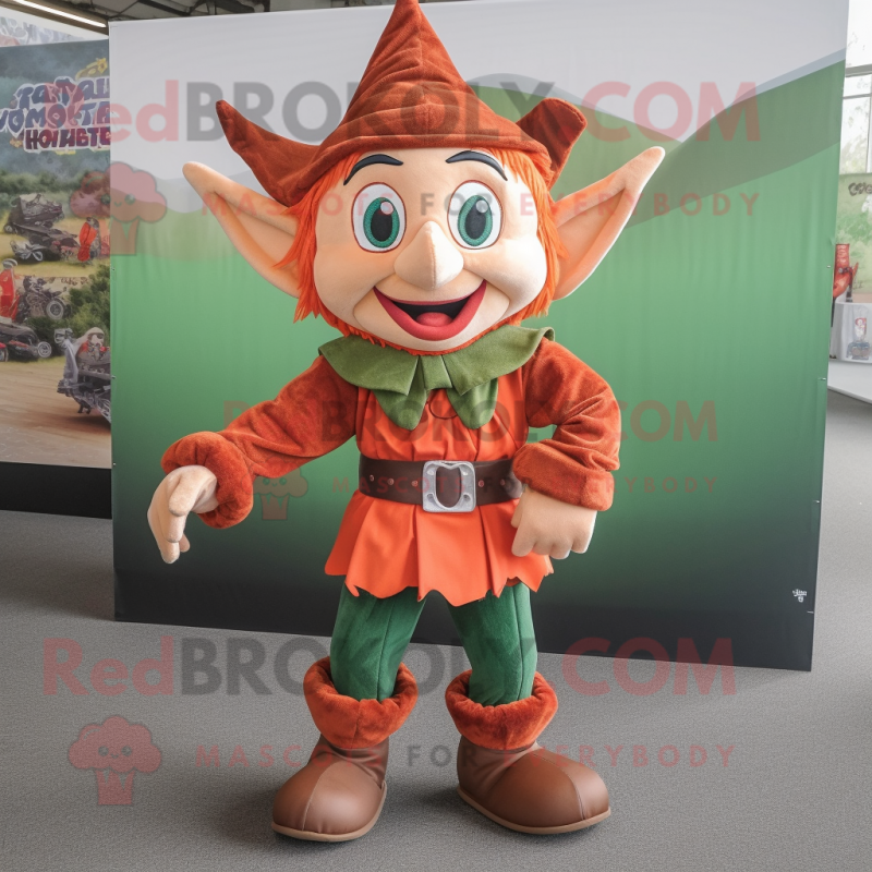 Rust Elf mascot costume character dressed with a V-Neck Tee and Shoe clips