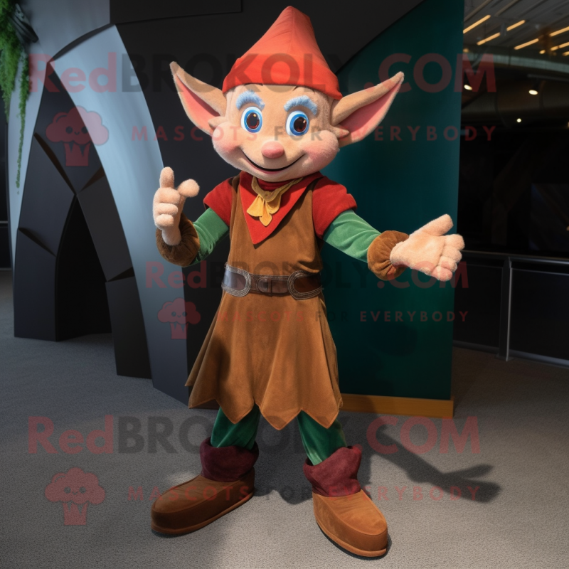 Rust Elf mascot costume character dressed with a V-Neck Tee and Shoe clips