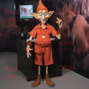 Rust Elf mascot costume character dressed with a V-Neck Tee and Shoe clips