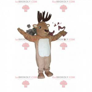 Mascote de veado com lindos chifres marrons - Redbrokoly.com