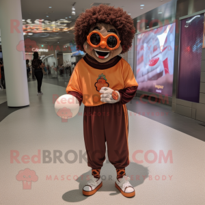 Brown Clown mascot costume character dressed with a Joggers and Sunglasses
