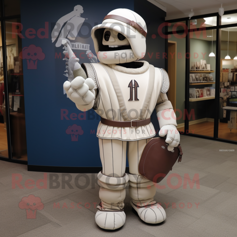 White Medieval Knight mascot costume character dressed with a Baseball Tee and Handbags