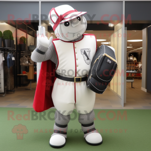 White Medieval Knight mascot costume character dressed with a Baseball Tee and Handbags